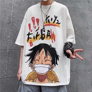 Spot M-3XL Moda Pareja T-shirt Hombres Anime Una Pieza Luffy Impresión De Manga Corta Camiseta Top