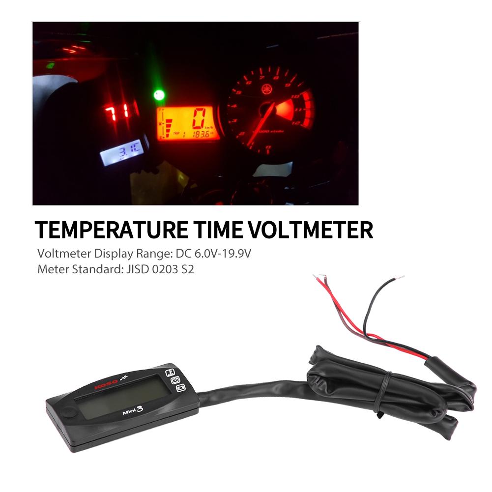 3 en 1 motocicleta temperatura del aire tiempo reloj voltímetro medidor