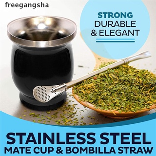 [freegangsha] yerba mate calabaza set de doble pared de acero inoxidable mate taza de té y bombilla set dgdz