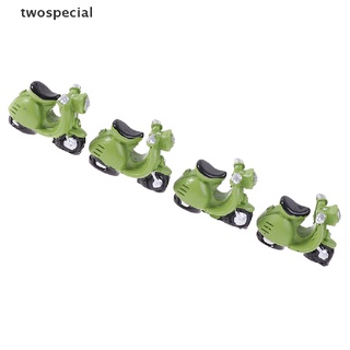 [twospecial] 4pcs casa de muñecas miniatura verde motocicleta triciclo modelo de juguete casa de muñecas adorno [twospecial]