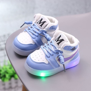Zapatos de bebé de luz brillante zapatos de malla transpirable para niñas zapatillas de tablero zapatos de suela suave para bebés pequeños1-3Años0Primavera y otoño (2)