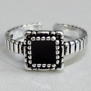agate goteo anillo femenino coreano moda cuadrado negro ágata anillo boutique geométrico retro anillo joyería de mano