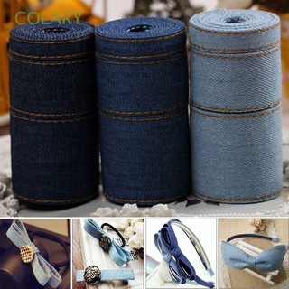 COLARY Jumper Denim Ribbon Bow Sewing Jeans Fabric Tape Double-sided Cap DIY Hairclip Accessories Crafts Clothing Decorations/Multicolor