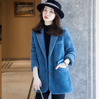 Abrigo de lana de alto grado para las mujeres otoño e invierno 2021 nuevo estilo coreano delgado temperamento visón piel de lana traje abrigo