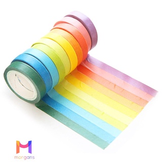 Zm-10pcs cinta Washi arco iris Color sólido cinta adhesiva decorativa cinta adhesiva pegatina Scrapbooking diario papelería