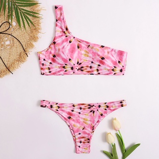 dixlmond _mujer Bikini impresión conjunto traje de baño de dos piezas relleno sujetador trajes de baño ropa de playa
