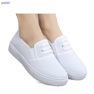 Suela gruesa de lona blanco zapatos de mujer viejo Beijing zapatos de tela de un paso antideslizante enfermera zapatos limpio taller fábrica zapatos de trabajo