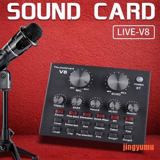 【jingy】V8 Audio Set Interface External Usb Live Microphone Sound Card Bluetooth