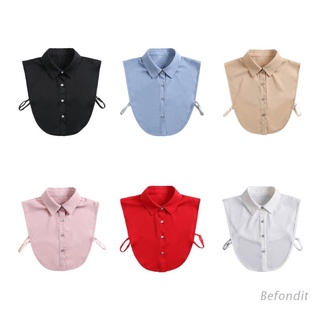 bef estilo coreano oficina señora imitación cuello falso desmontable dickey blusa simple color sólido botón abajo solapa de trabajo media camisa tops para mujeres niñas