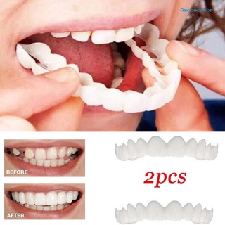 am 2pcs silicona simulación parte superior inferior dientes dentadura blanqueamiento falso cubierta dental