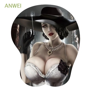 ANWEI Creative Wrist Support Ergonomic Mouse Mat Mouse Pad Office Anime for PC Beauty Chest Hand Rest 3D Stereo