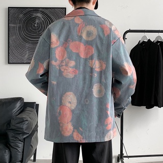 Nuevos hombres impreso Tie-dye chaqueta estilo Harajuku calle Casual desgaste suelto y cómodo tela para los hombres moda tendencia todo-partido Top (7)