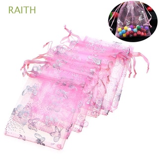 raith 7x9cm bolsas de embalaje de organza bolsas de regalo favor joyería bolsas de boda fiesta caramelo bolsas 100pcs diseño de mariposa cordón/multicolor