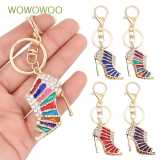 WOWOWOO Girls Woman Rhinestone Chain Ornaments Diamond-studded Alloy Keychain Car Pendant Fashion Gifts Metal High Heels/Multicolor