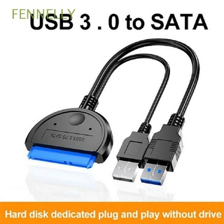 FENNELLY Single USB Cable Line Adapter Practical Easy Drive Line SATA Cables Dual USB HDD SSD for 2.5"/3.5" HDD Hard Disk Drive USB 3.0 to SATA Durable Adapter Drive Cord