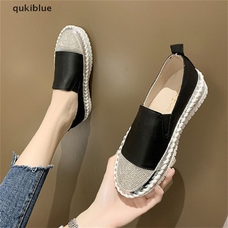 Qukiblue Shining Crystal Loafers Women Spring Summer Slip on Platform White Sneakers Shoes Woman Casual Flats CO