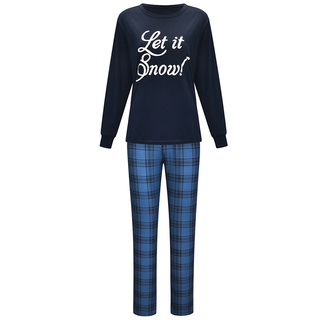 2 piezas de la familia de coincidencia de ropa para navidad pijamas conjunto impreso let it snow navidad ropa de dormir (1)