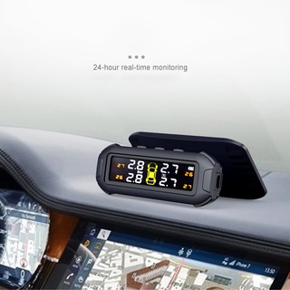 Solar LCD inalámbrico coche TPMS Monitor de presión de neumáticos probador+4 sensores externos