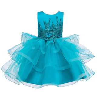 vestido de princesa floreado para dama de honor/vestido de cumpleaños/fiesta/boda (8)