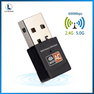 Mini Adaptador de 600Mbps 2.4G/5G Dual Band Adaptador USB inalámbrico wifi Dongle