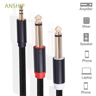 ANSHIP Stereo 3.5mm to Double 6.35mm Connector Male to Male Audio Cable Phone to Mixer Professional Aux Wire Adapter Y Splitter Cord