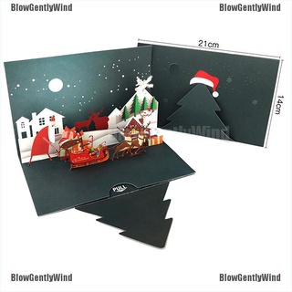 BlowGentlyWind feliz árbol de navidad tarjeta 3D tarjeta de felicitación corte láser sobre de navidad postal BGW