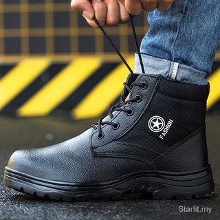 (Corte Medio) Zapatos De Seguridad Botas De Acero Puntera De Arranque Trabajo De Los Hombres Impermeable Tácticas De Soldadura Senderismo EhTk