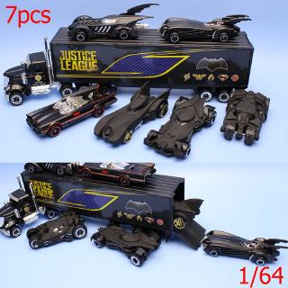7 unids/lote 1:64 the dark knight batman coche juguetes modelo aleación diecast pvc vehículos