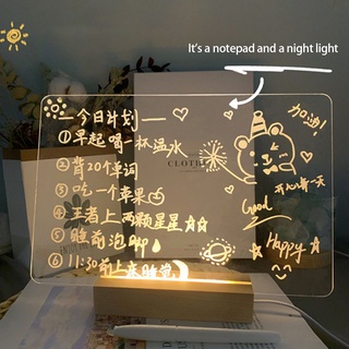 Tablero De Notas Transparente Luminoso Acrílico Borrable Luz De Noche Mensajes memo Impresionante