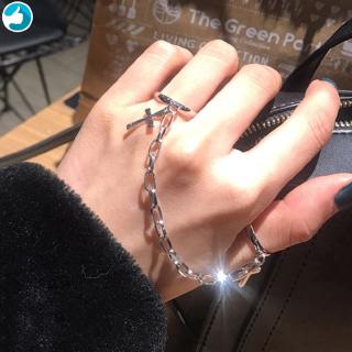 Punk Cool Hip Pop multicapa ajustable cadena de cuatro dedos abierto de aleación de plata de las mujeres giran anillos para las mujeres regalo de fiesta