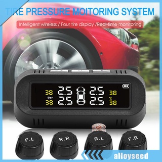 (alloyseed) C68 USB+carga Solar coche TPMS sistema de monitoreo de presión de neumáticos con 4 sensores o presión Digital de los neumáticos