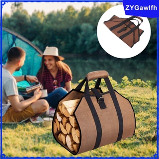 Portable Wood Log Carrier with Handles,Canvas Bag,Camping Home Kitchen Supplies,Handbag Firewood Storage Bag Stove Tools