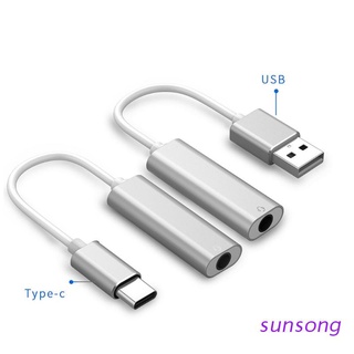 sunsong usb type-c a 3,5 mm jack estéreo auriculares adaptador de audio cable externo tarjeta de sonido jack