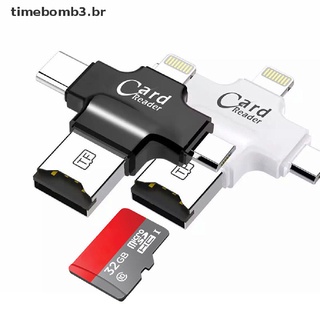 [time3] Lector de tarjetas Micro USB tipo C OTG Micro SD TF 4 en 1 para IOS iPhone Android Samsung [time3]