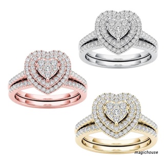 magichouse moda mujeres anillo de cristal conjunto de anillos de novia compromiso joyería para mujeres niñas