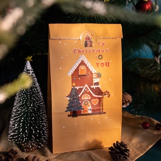 Bolsas de navidad encantadoras de papel Kraft bolsa de caramelo bolsa de mano hermoso papel Kraft