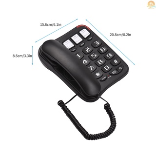 Teléfono Con Cable Negro Con Botón Grande Escritorio Fijo Soporte De Pared Manos Libres/Redial/Flash/Velocidad Dial/Anillo Control De Volumen Para Ancianos Oficina En Casa Hotel De Negocios (8)