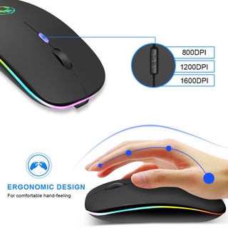 [Haoyun] ratón inalámbrico para computadora RGB/ratón LED recargable USB