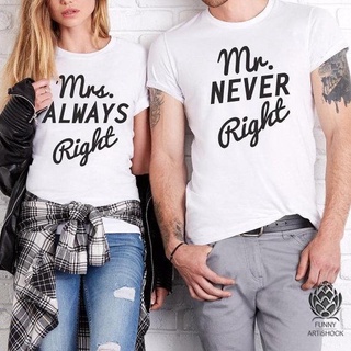 Pareja camisas conjunto Hubby y Wifey aniversario camiseta Mrs siempre derecho parejas T-Shirt Mr Never Right Tee Tops Mr y Mrs LU2K