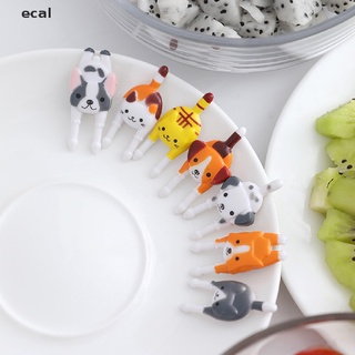 ecal 7 unids/set lindo mini animal de dibujos animados de alimentos picks niños snack comida frutas horquillas co