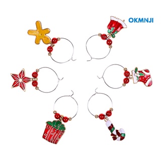 Okmn - juego de 6 copas de vino de navidad, año nuevo, diseño de anillo de Metal