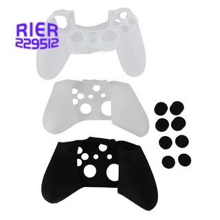 2 Pcs Silicone Rubber Cover Skin Case Anti-Slip with 8 Pcs Extra Height Thumb Grips