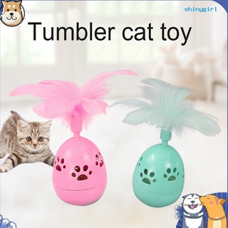 Sg--Kitten Bell pluma vaso interactivo rompecabezas divertido plástico gato juguete mascota suministro