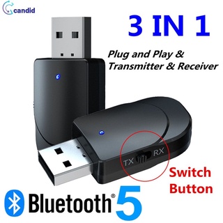 candid1 KN330 Bluetooth 5.0 Audio Transmitter Receiver Two-in-One USB Computer TV Adapter Car Dual Output candid1