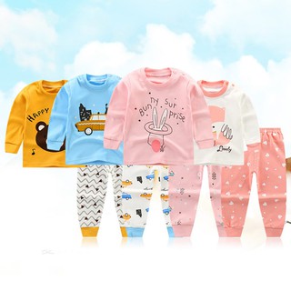 bebé niños niñas ropa de dormir de manga larga de dibujos animados botón tops + pantalones pijama conjunto ropa de dormir