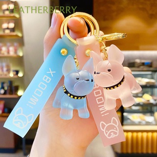 LEATHERBERRY Cute Keychains Lovers Accessories Car Key Ring Key Chain Transparent Colorful Fashion Gift Ornaments French Bulldog Bag Pendant/Multicolor