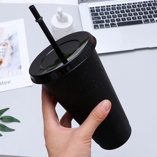 suer taza de beber portátil personalizada flash polvo paja taza reutilizable vajilla de plástico al aire libre brillante botella de agua con pajitas (4)