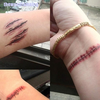 [Ing] 3xHalloween 3D Zombie cicatrices tatuaje con costra falsa sangre pegatina disfraz maquillaje