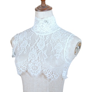 Han Artsy Collar de las mujeres blanco hueco de encaje Floral Collar falso Collar falso para vestido de verano vestido de novia accesorio (6)