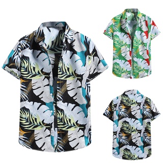 Camiseta de Manga corta hawaiana Casual de verano para hombre